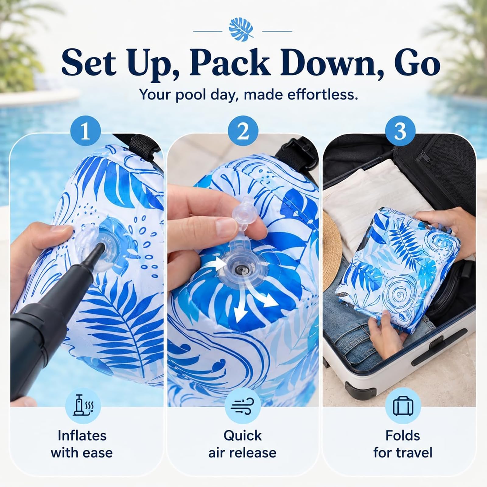 Chaise longue de piscine gonflable, hamac d'eau portable robuste, salon flottant pour piscine, lac et plage – Idéal pour une fête à la piscine