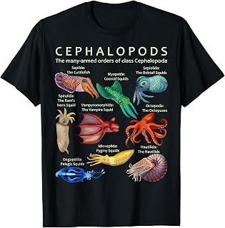 The Cephalopod Octopus Squid Cuttlefish and Nautilus T-Shirt