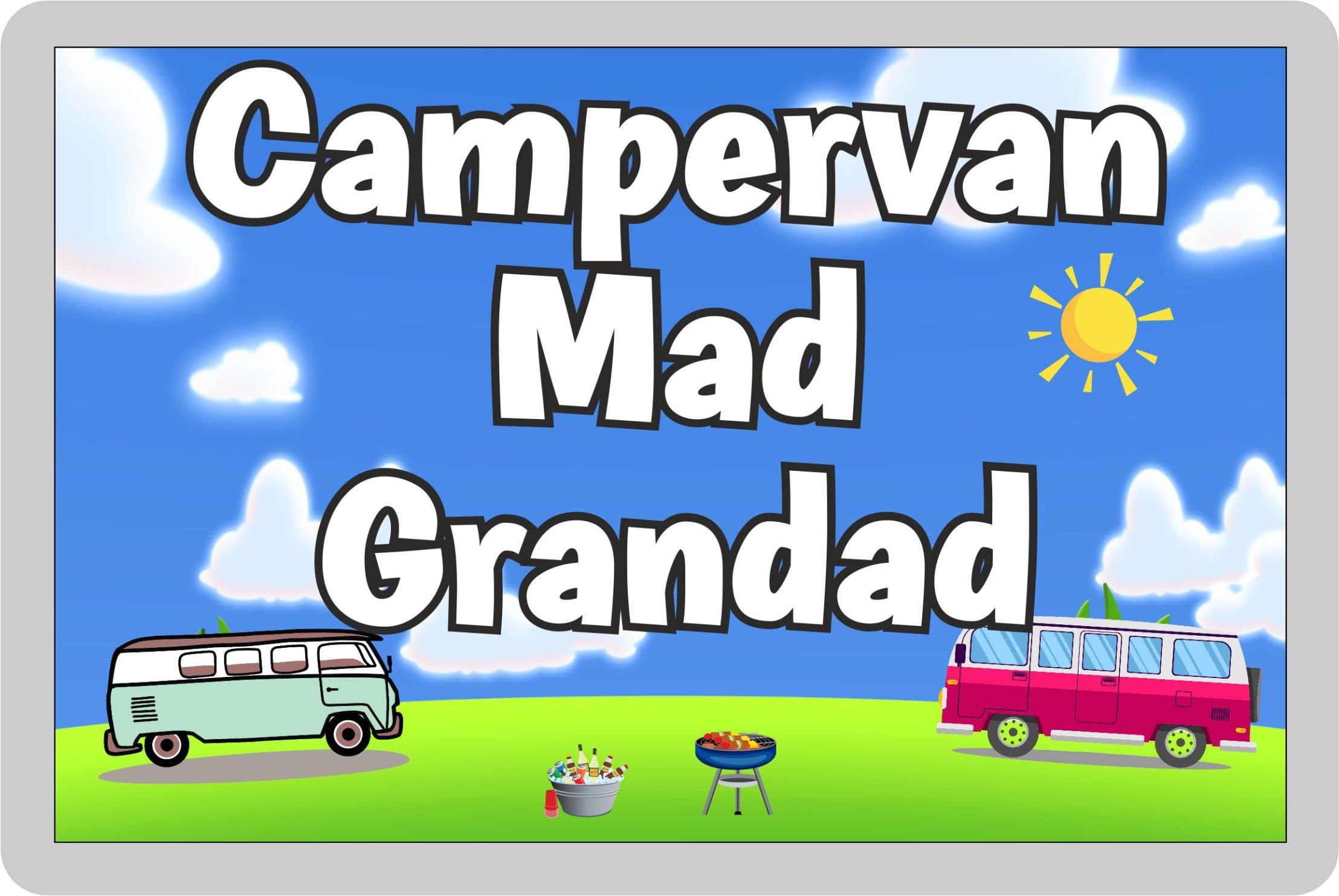 Decalarama Grandad Campervan Fridge Magnet – Campervan Mad Grandad – Cute Fun Family Holiday Novelty Birthday Gift