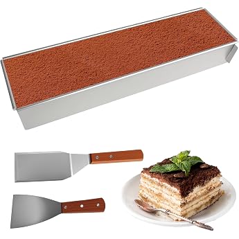 Rectangular Adjustable Baking Frame Rectangular Cake Mould Non-Stick Baking Mould Rectangular Made of Aluminium Alloy with 2 Spatulas Cake Mould Square for Cake Preparation Toast