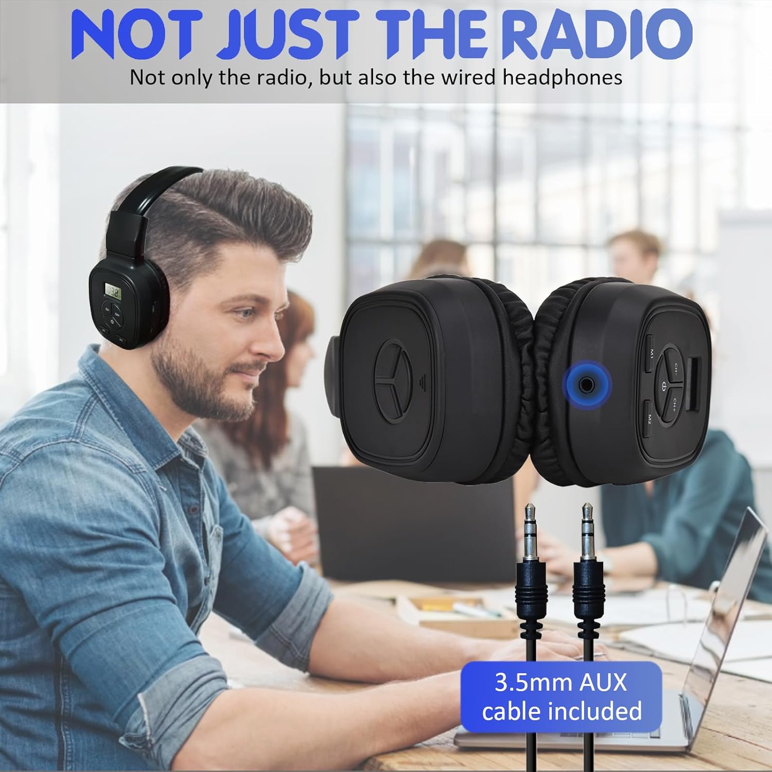 Portable Personal FM Radio Headphones with Good Reception, LED Display, Soft Ear Muffs, FM Headset Radio for Walking, Jogging, Meeting FM Receiver, Powered by 2 AAA Batteries(Not Included) - Image 6