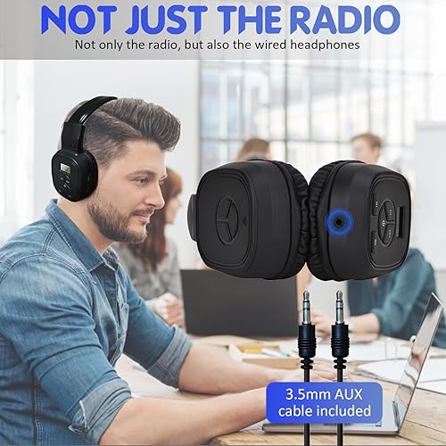 Miniatura 6 de Auriculares de radio FM personales portátiles con buena recepción, pantalla LED, orejeras suaves, radio FM para caminar, trotar, reunión receptor