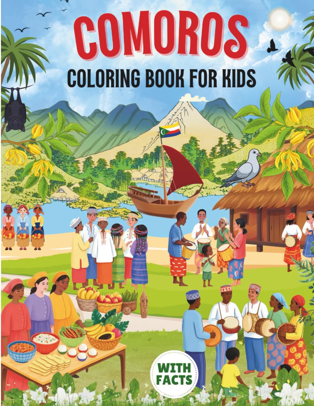 Comoros coloring book for kids with facts