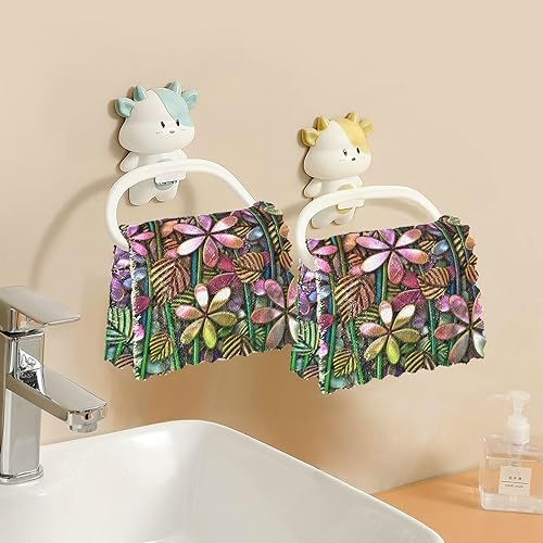 Miniatura 6 de FRODOTGV Juego de 6 toallas de microfibra de cocina decorativas suaves y decorativas con diseño de flores de cristal, juego de 6 toallas de cocina