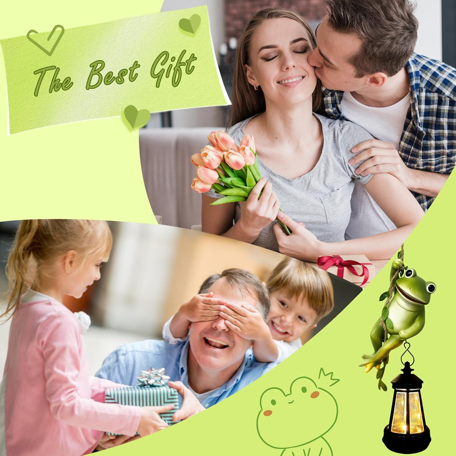 Solar Frogs Outdoor Garden Statues, Christmas Hanging Climbing Rope Frog on a Vine with Lantern Tree Hugger Figurine Lights for Outside Yard Art Sculptures Porch Balcony Wall Decor, Funny Gifts - Image 4