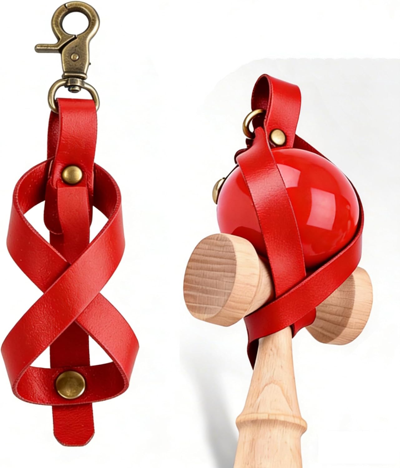 Leather Kendama Storage Case – Protective Cover for Pro Model Kendama, Lightweight Portable Pouch for Travel, Practice & Daily Storage(Red)