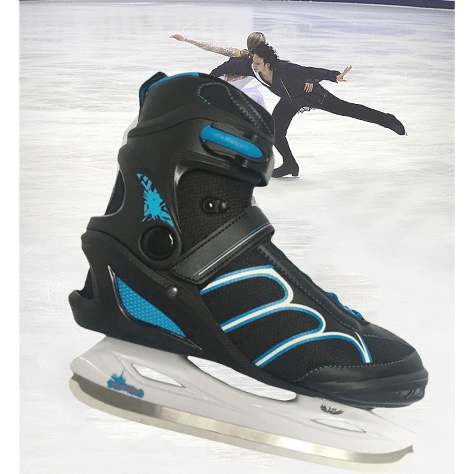 Patins à glace professionnels pour débutants hommes et femmes- Patins À Glace avec Système De Laçage Rapide Et Boucle À Poussoir pour Un Maintien Sûr- chaussures de patinage en acier inoxydable