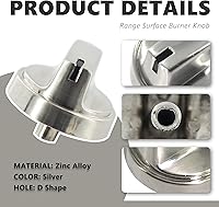 Vista 4 de WB03X29300 Reemplazo de perilla de quemador de superficie superior de acero inoxidable para GE Range OEM, piezas de perilla en forma de D de control