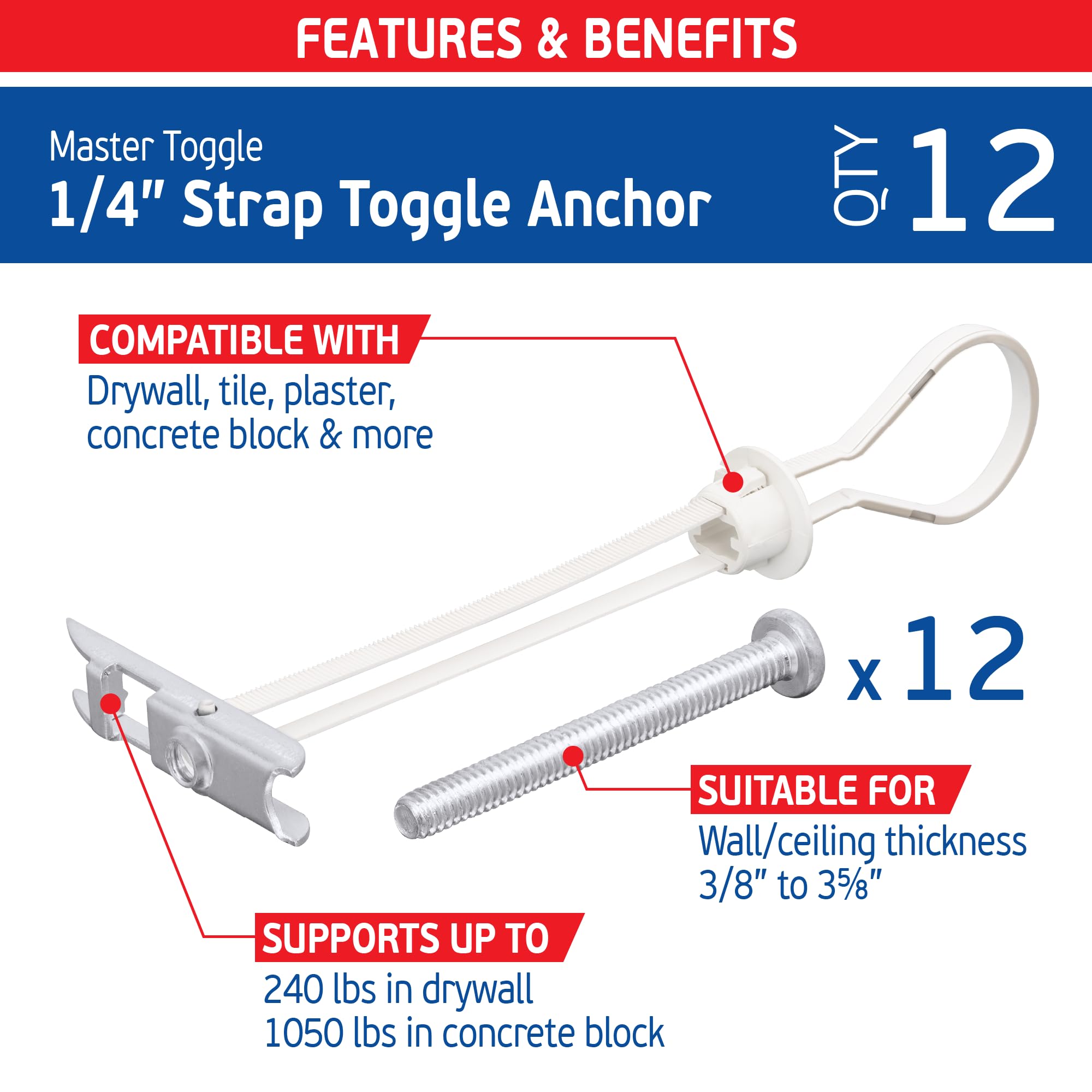 Heavy Duty Toggle Bolts - Secure TV & More -2