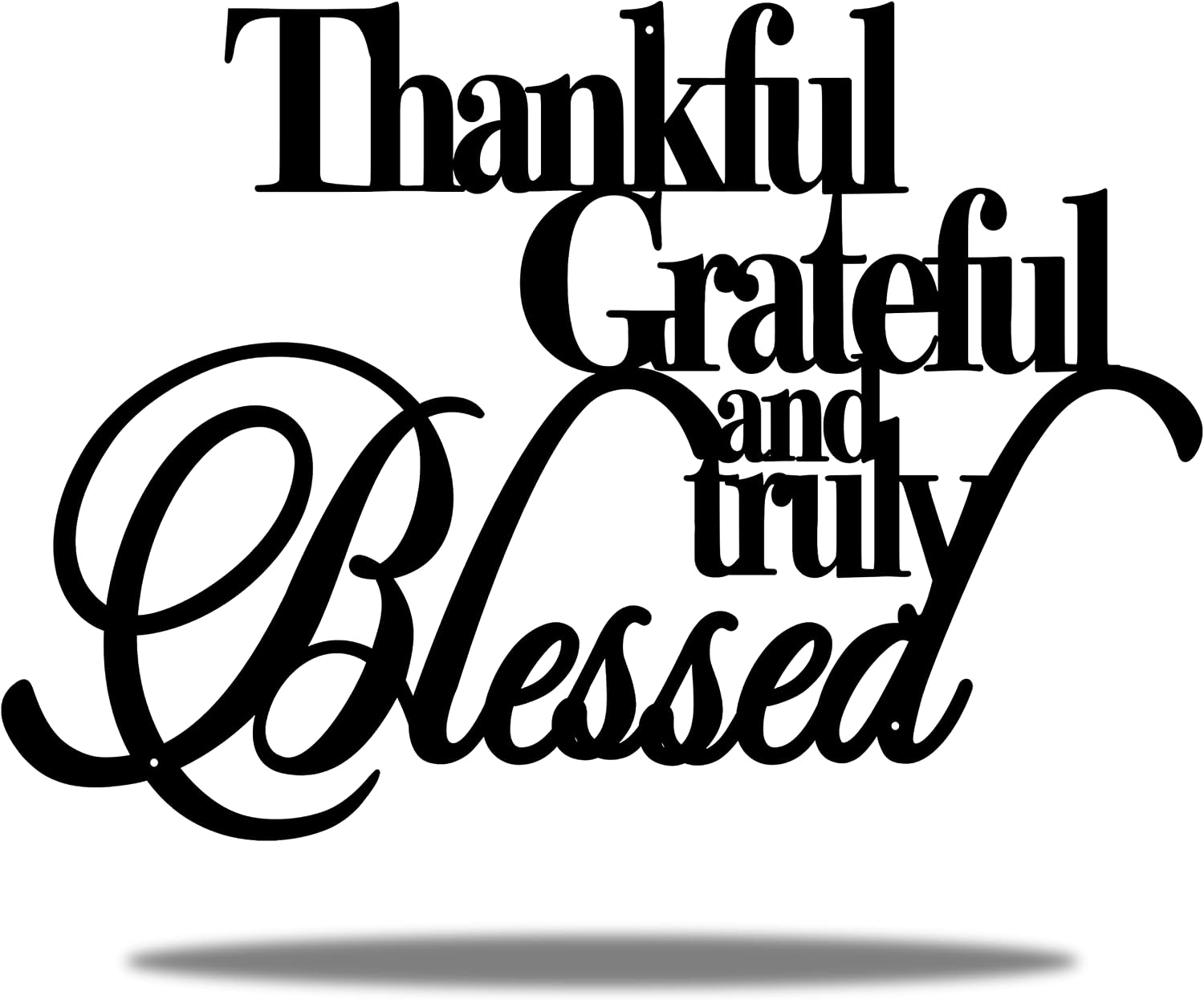 Vivegate Thankful Grateful Blessed Wall Decor – Home Thankful Iron Wall Decor Blessed Wall Signs for Home Decor Entry Way (Large - 18"X12")