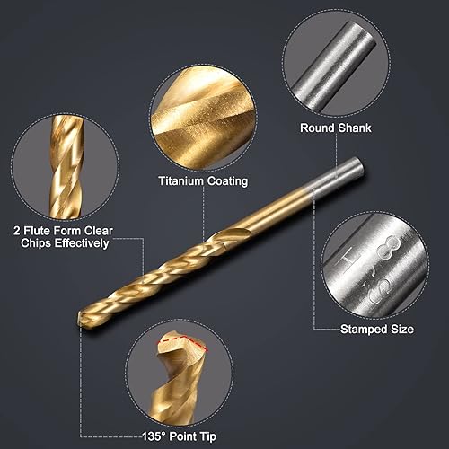 Miniatura 3 de uxcell Juego de 99 brocas helicoidales de acero, 14 tamaños de 117 a 3794 pulgadas de diámetro de perforación con estuche de almacenamiento para