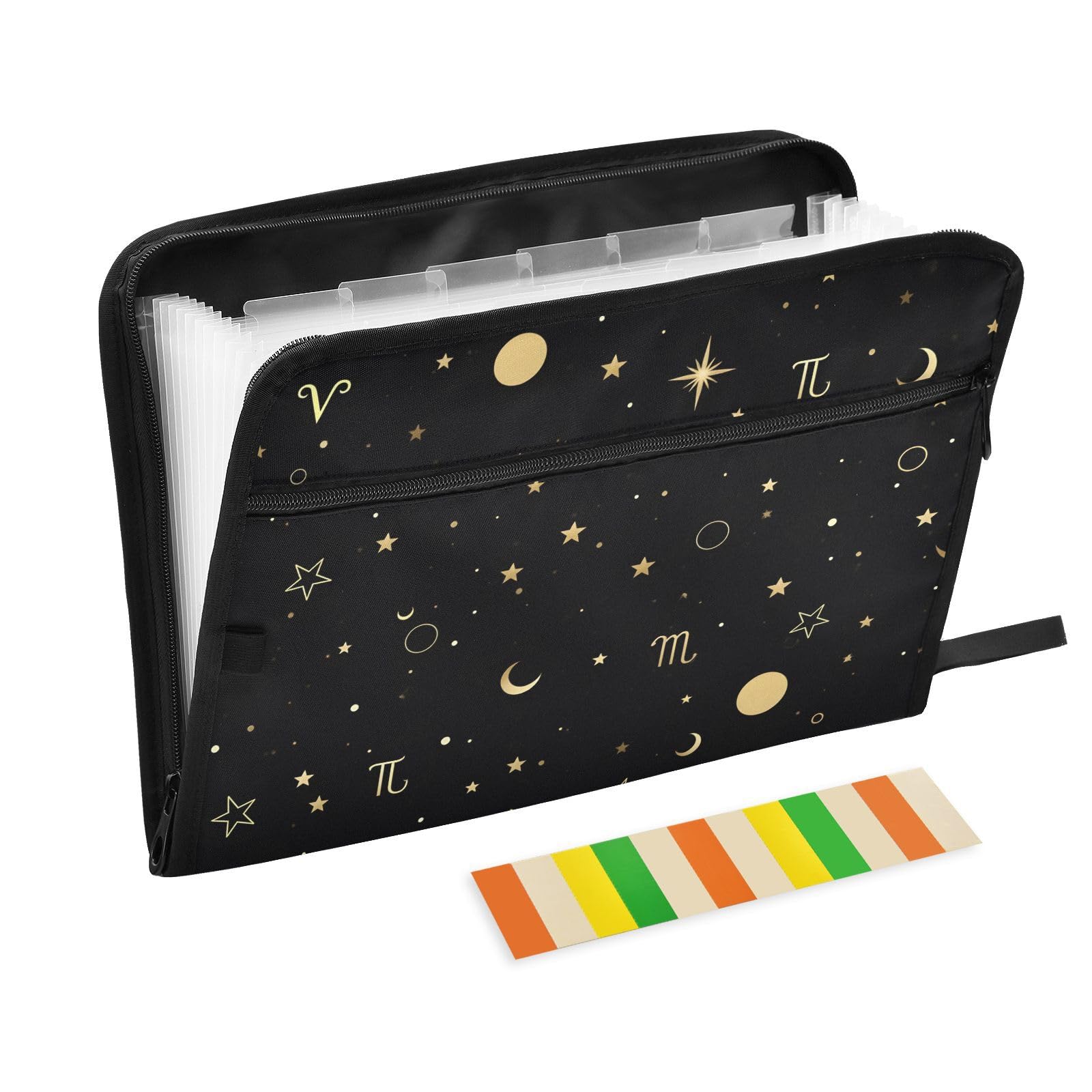 ALAZA Moon Star Zodiac - Carpeta de archivos expandible, 13 bolsillos, organizador de documentos expandible con cierre de cremallera para oficina en casa, tamaño A4, tamaño carta