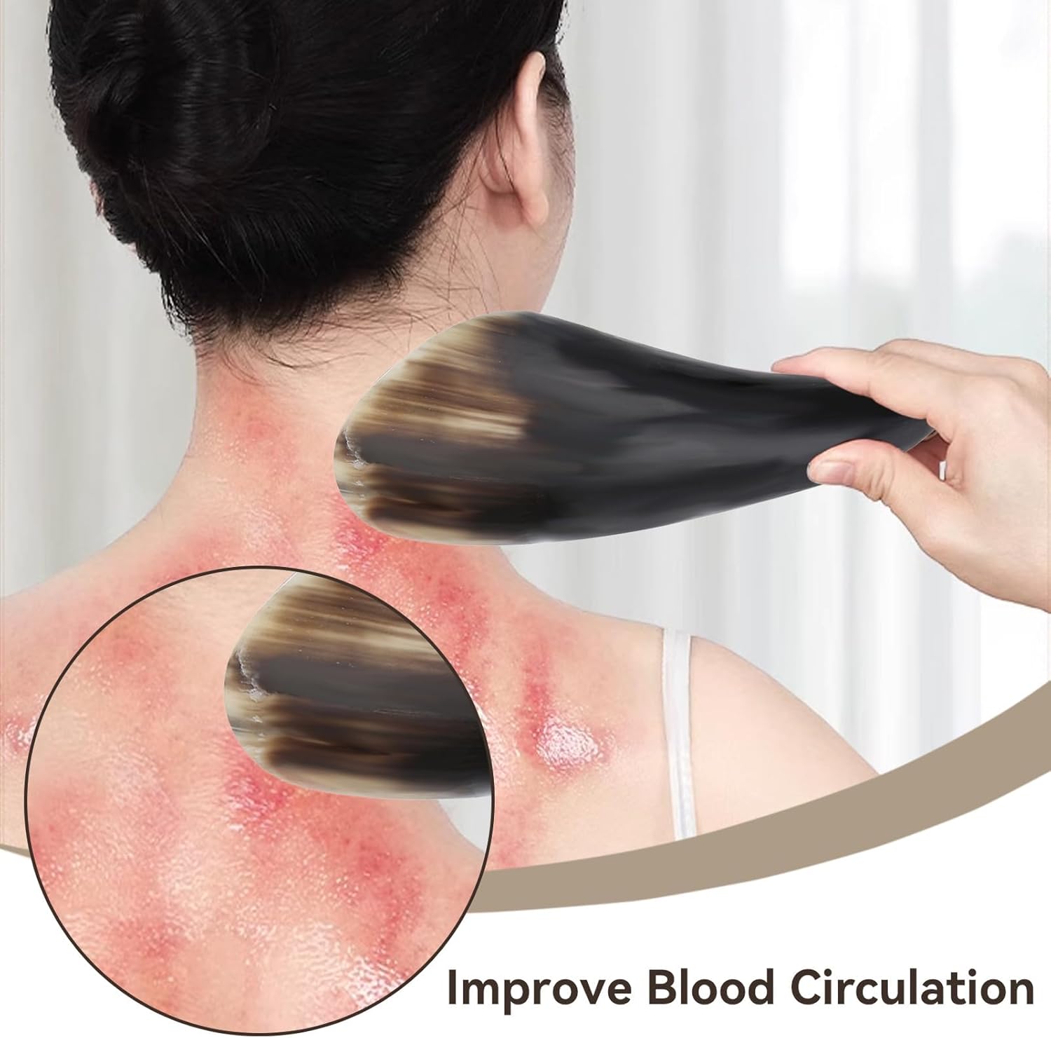Agatige Gua Sha Massage Tools, Ox Horn Scraping Massage Board Body Acupuncture Therapy Scraper Tools for Face Back Neck Shoulder Hand Arm Leg - Image 6