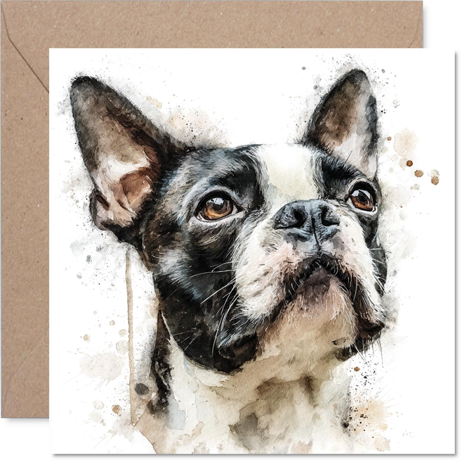 Boston Terrier Birthday Card for Men Women - Dog Breeds - Happy Birthday Card for Wife Grandma Nan Neighbour, 145mm Bday Greeting Cards