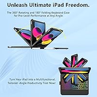 Vista 9 de Funda con teclado táctil para iPad A16 de 11ª generación 2025/10ª generación de 10.9 pulgadas 2022, giratoria de 360° para iPad de 11ª