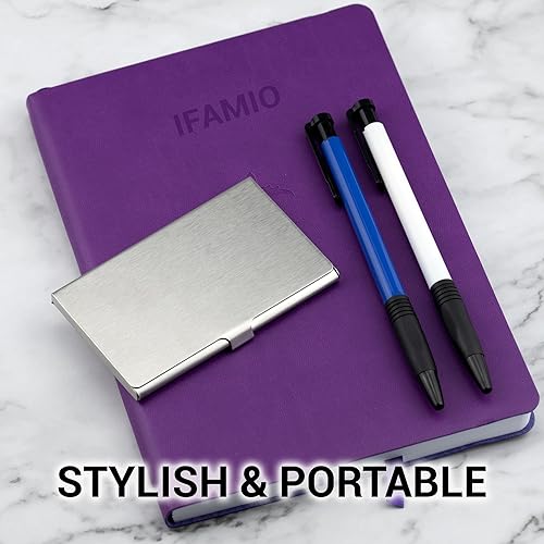 Miniatura 4 de IFAMIO Tarjetero para tarjetas de visita para hombres y mujeres, funda de metal de acero inoxidable para tarjetas de visita, compatible con 15-20