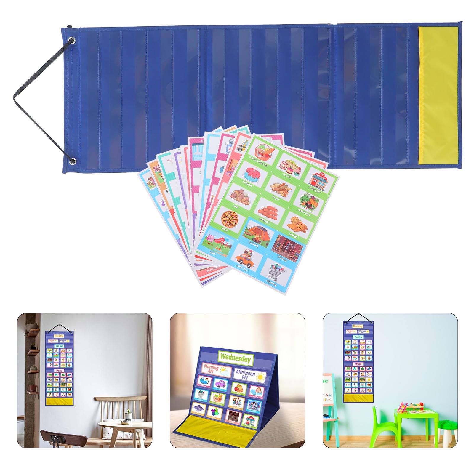 STOBAZA Horario Visual Infantil de Poliéster PVC para Casa y Escuela