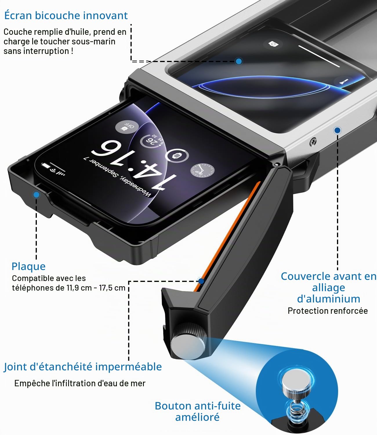 Étui de protection étanche IP68 pour écran tactile sous-marin - Coque de plongée professionnelle pour iPhone, Samsung, Redmi, Xiaomi - Pour la plongée, la plongée avec tuba, les photos et les vidéos
