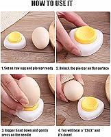 Vista 5 de Perforador de huevo para huevos crudos, paquete de 2, con base magnética y bloqueo de seguridad, pelador de huevos duros, pinchador de huevos