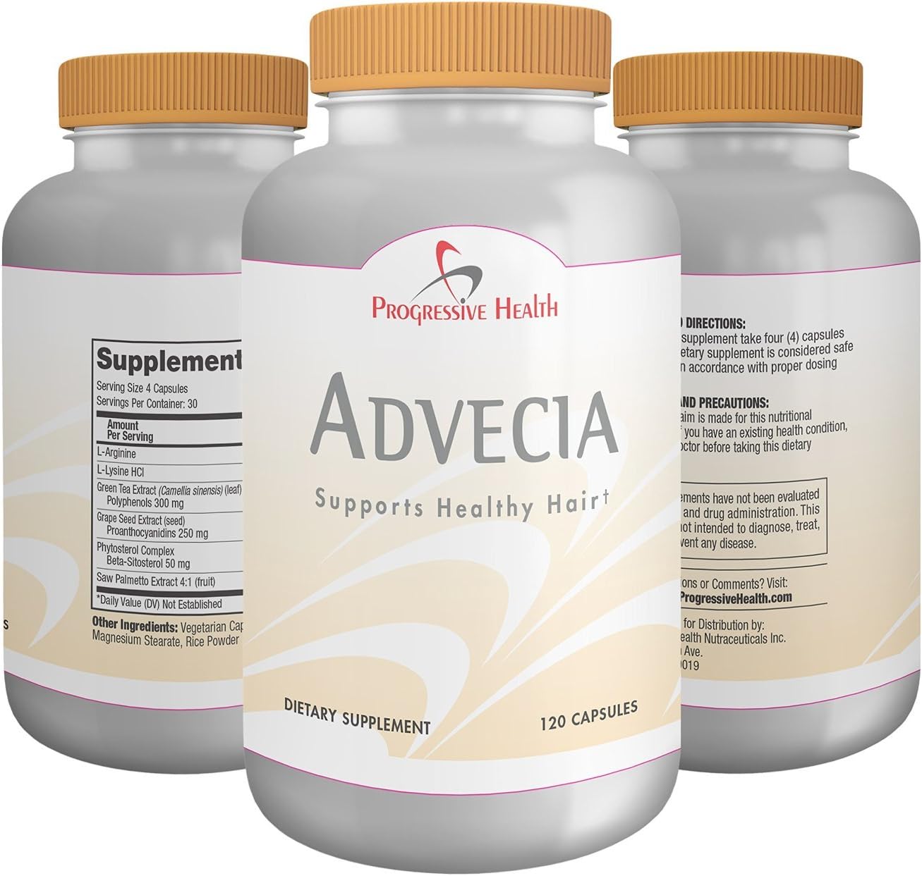 Advecia: Hair Loss Vitamins, DHT Blocker Averts Thining Hair & Baldness For Men and Women. Natural Growth Nutrients Include Saw Palmetto Berries, Green Tea / Grape Tea Extract (6 Bottles)