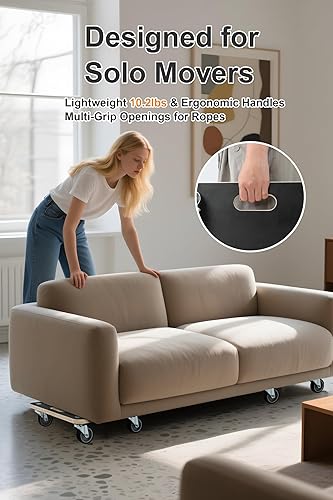 Miniatura 6 de Paquete de 2 carros móviles cuadrados resistentes de 551 libras, ruedas TPR de 3 pulgadas, base de madera contrachapada resistente, sin montaje,