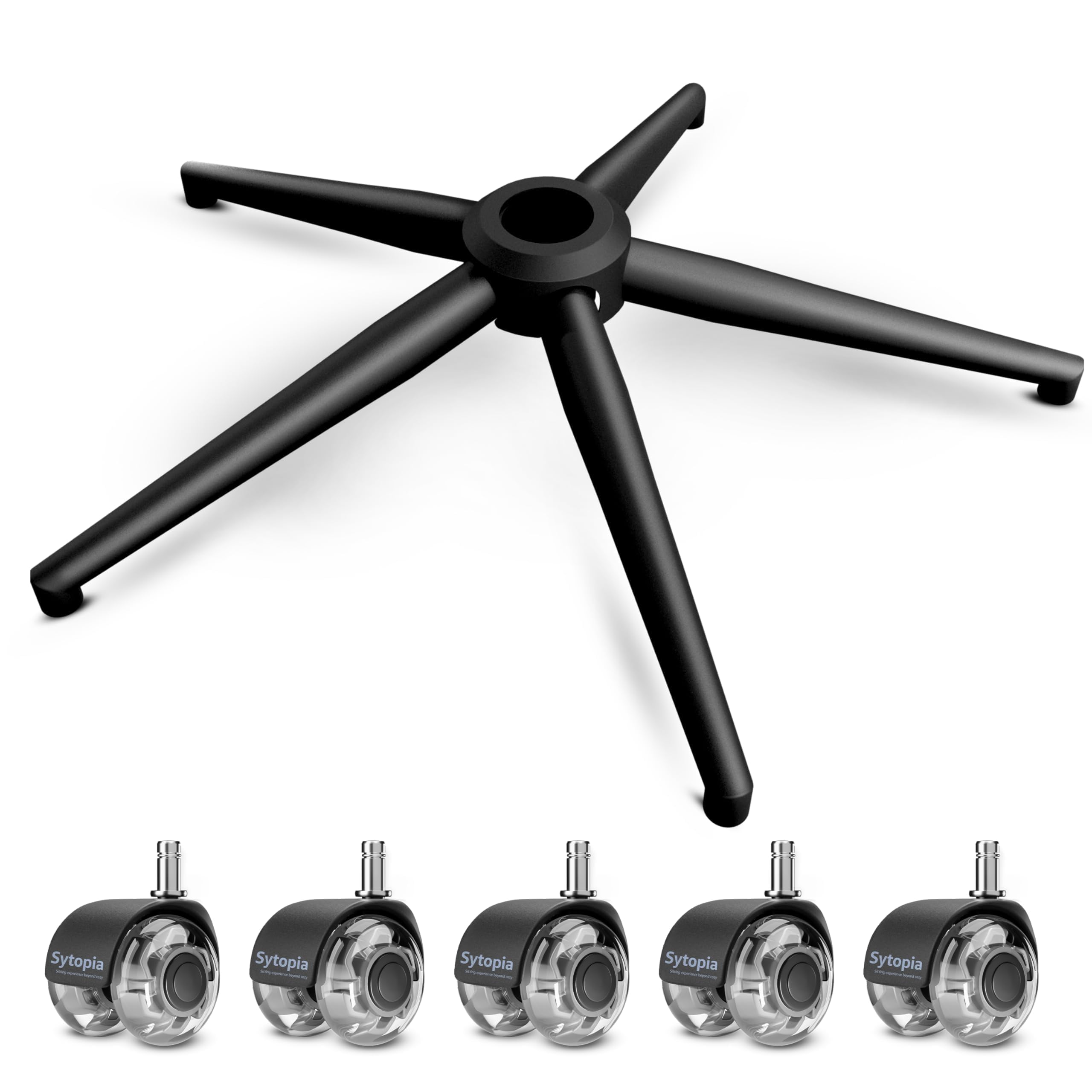 Sytopia Sedia da ufficio con piedistallo a croce con ruote, base universale in metallo da 60 cm per sedia girevole e sedia da gaming, portata fino a 1180 kg, set completo