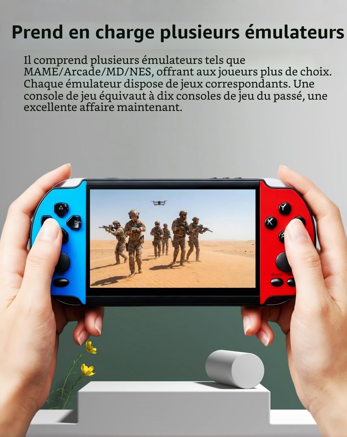 Console de jeu vidéo MP4/MP3 de 13 cm, émulateurs multiples intégrés, jeux rétro classiques, console portable, parfaite pour anniversaire, extérieur, voyage, loisirs