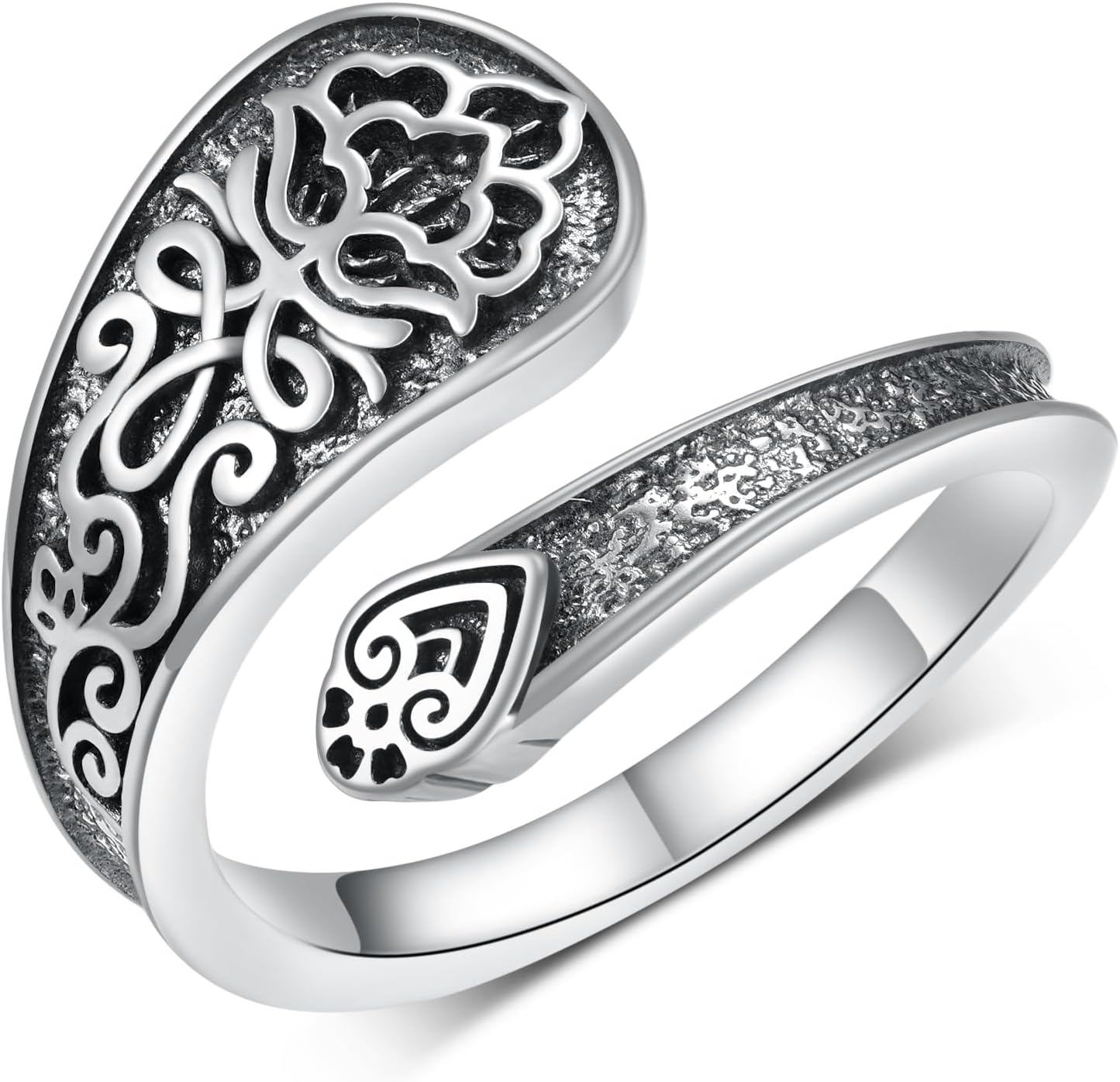 qielizhu Lotus Ring S925 Sterling Silver Lotus Spoon Ring Lotus Flower Ring Lotus Jewelry Gifts for Women Her