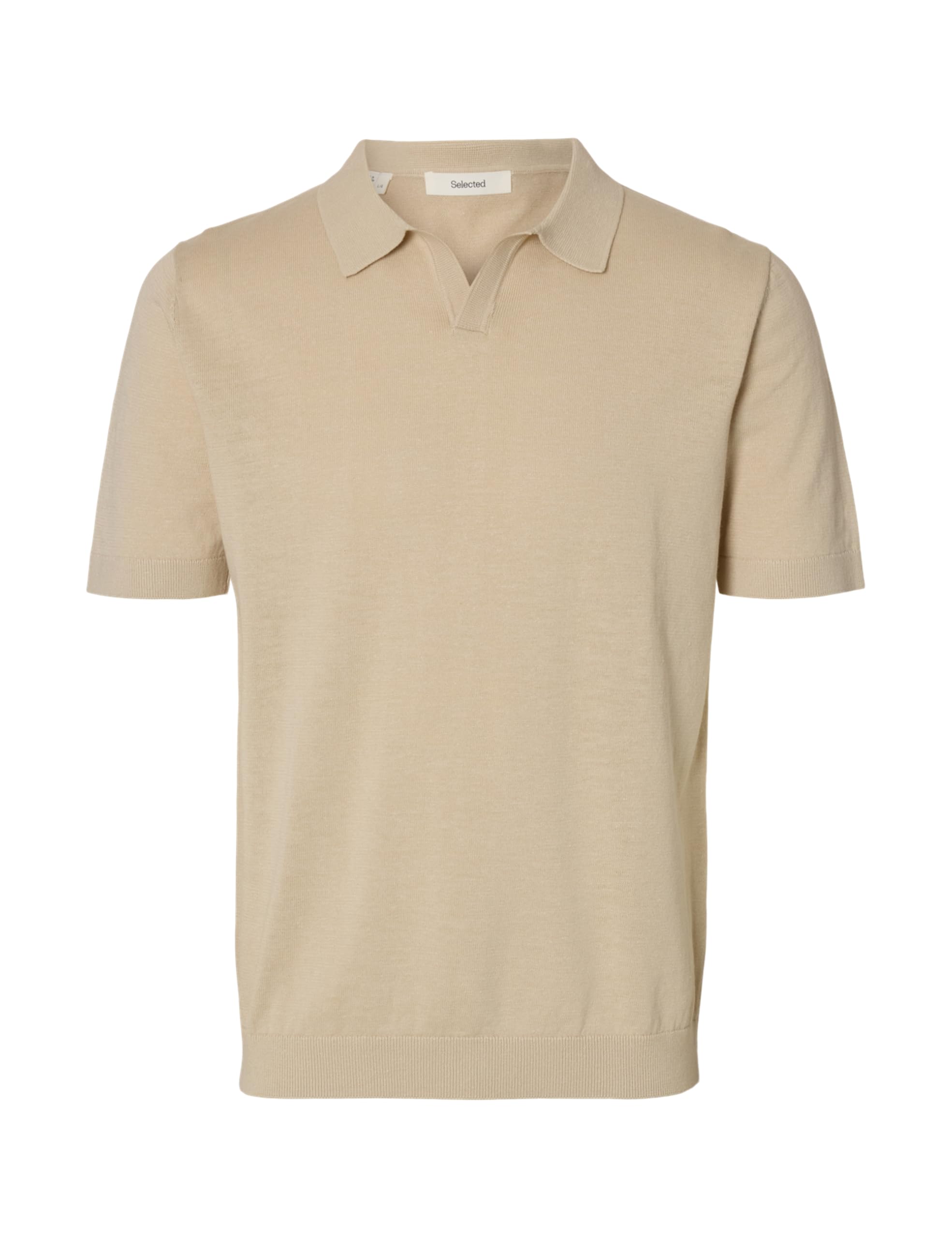 SELECTED FEMME Men's Slhmattis Ss Knit Sun Open Polo Noos, Oatmeal, S