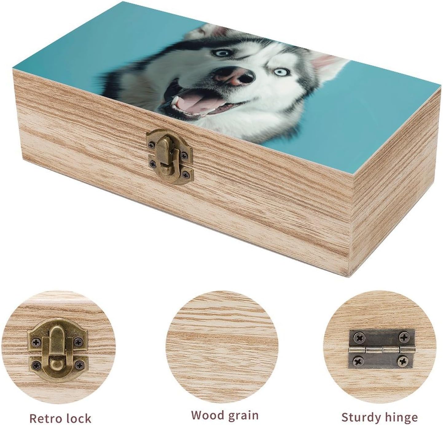 A Dog Smiles Wooden Storage Box with Hinged Lid image 3