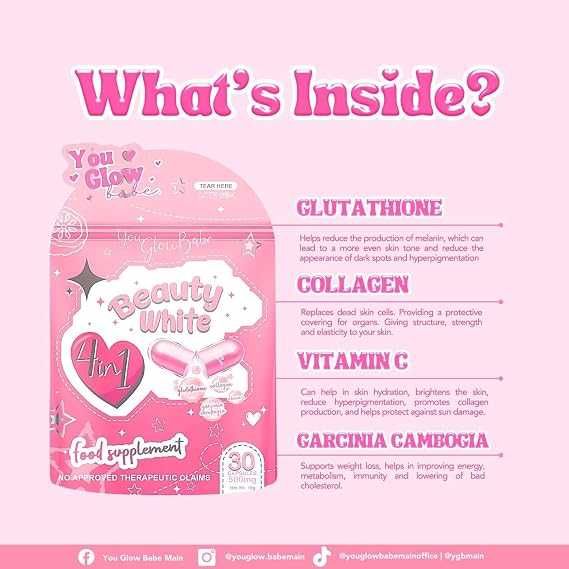 You Glow Babe Beauty White 4 in 1 Glutathione Caps & Beauty White Soap