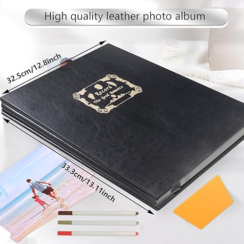 Miniatura 2 de Álbum de fotos autoadhesivo magnético de 12.8 x 13.1 pulgadas, 40 páginas con cubierta de piel de vaca simulada, bolígrafo metálico y accesorios de