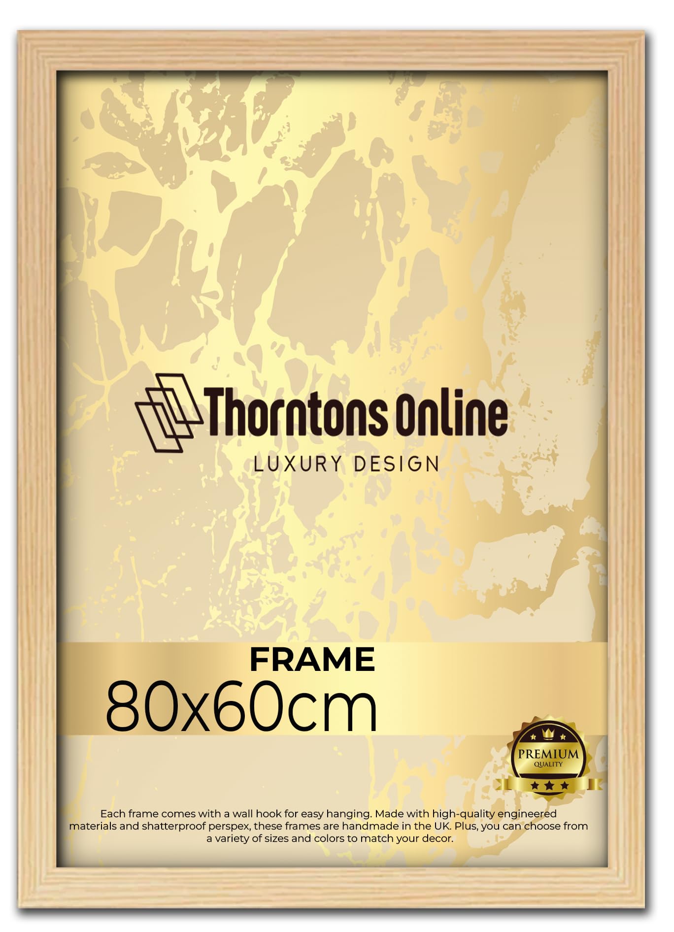 Modern Pine 80 x 60 cm Poster Frame Crystal Clear Acrylic Front Picture Photo Frame 60x80cm MDF Backing With Both Ways Hanging Hooks - Home Office Use