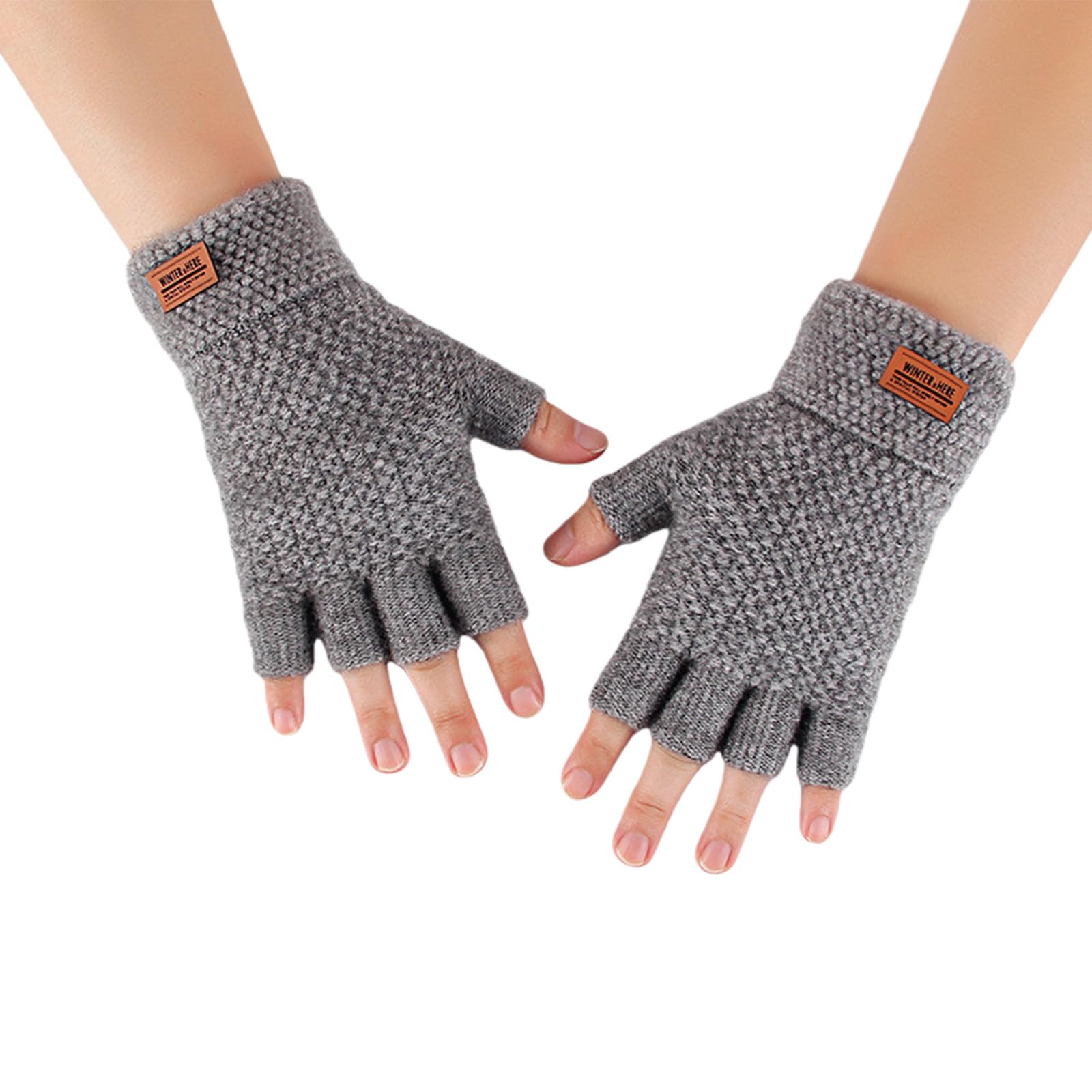 YUXITA Thick Knitted Fingerless Gloves For Men Cold Weather Cycling Outdoor Activity Warm Thermals Protecting