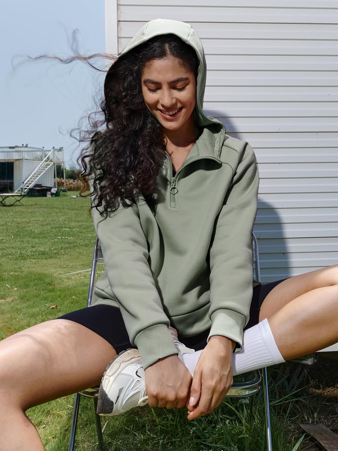 ALLZERO Women's Hoodies Fleece Quarter Zipper Sweatshirts Fall Fashion Pullover Sweaters Winter Clothes - Image 3