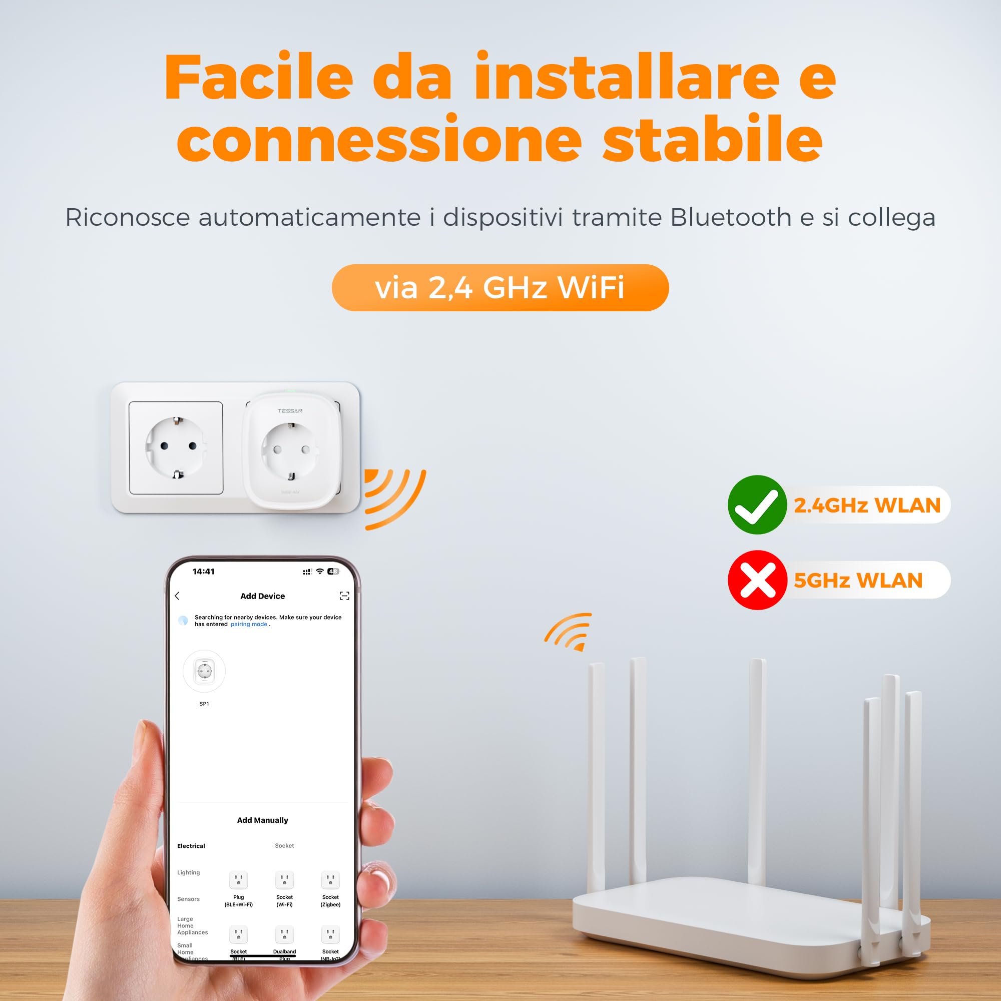 TESSAN Confezione da 2 Presa WiFi Smart Life, Timer Presa Elettrica Intelligente Alexa, Smart Plug Presa con Interruttore, Monitoraggio Consumi, Controllo Vocale, Compatibile con Alexa, Google Home