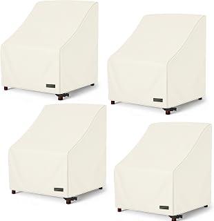 NettyPro Patio Chair Covers 34 Inch Waterproof 600D Heavy Duty Outdoor Seat Covers Set 4, Beige