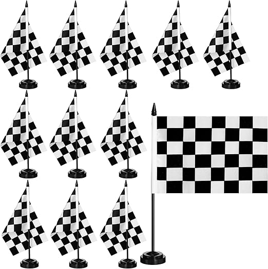 Amazon.com: Mindsoft 12 Pcs Black and White Checkered Racing Stick Flag ...
