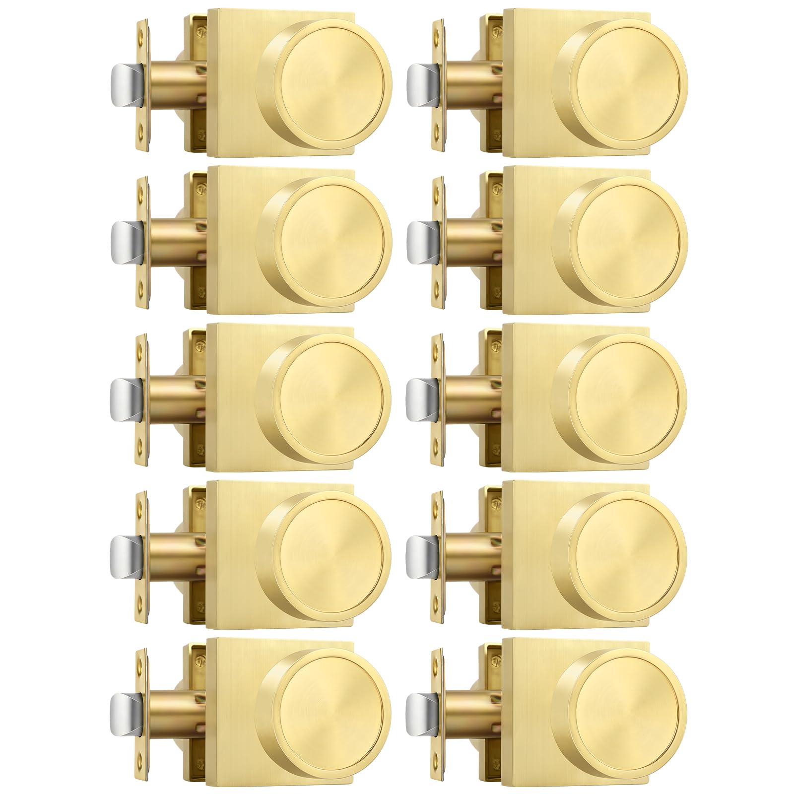 Goldenwarm Passage Brushed Gold Closet Door Knobs Interior, 10 Pack