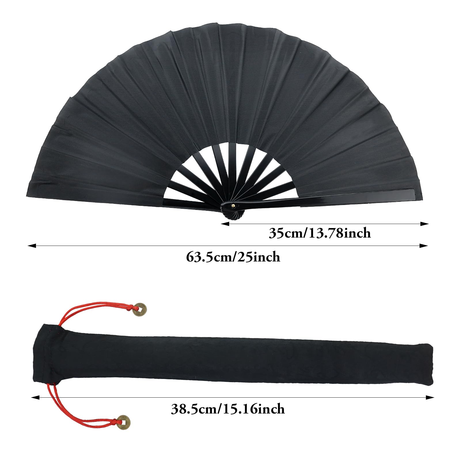 Abanicos Seda Plegables Portátiles 3 Piezas con Funda Tela Protectora para Danzas Disfraces Decoración