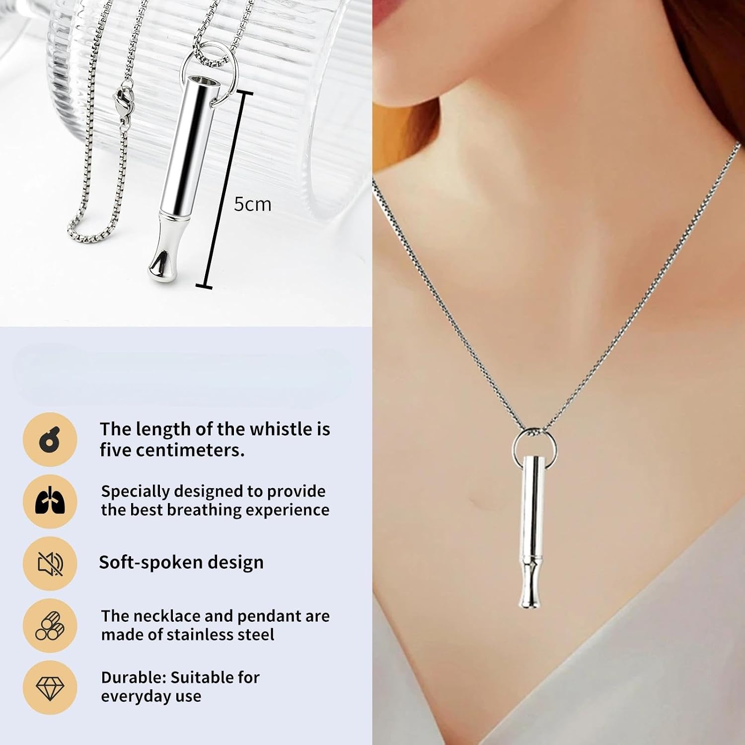 Breathing Necklace for Anxiety Relief Breathlink Stop Smoking Vaping Necklace Quit Smoking Aids Fidget Necklace for Smoking Cessation Fum Vaporless Smokeless Inhaler for Men Women Adult