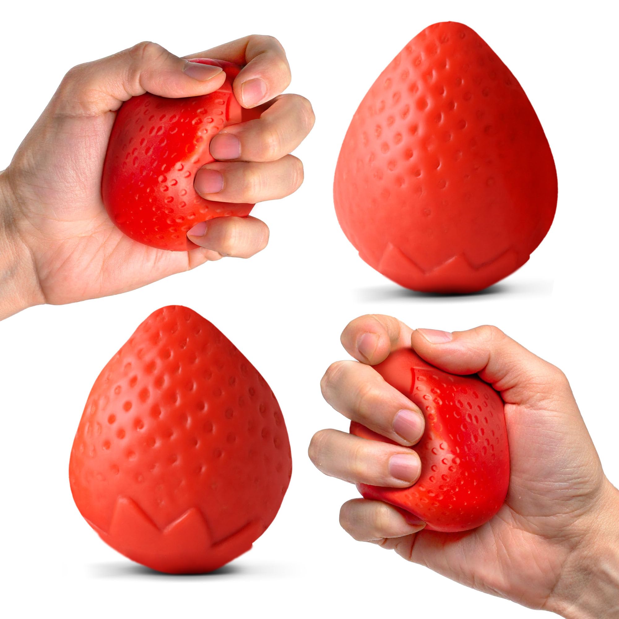 Ecowise Hand Therapy Fruit Squish Ball Pair – 2 Strawberry Stress Balls for Adults, Hand Therapy and Grip Strength Trainer, Squeeze Balls for Stress Relief, Wrist and Finger Exercise, Latex-Free