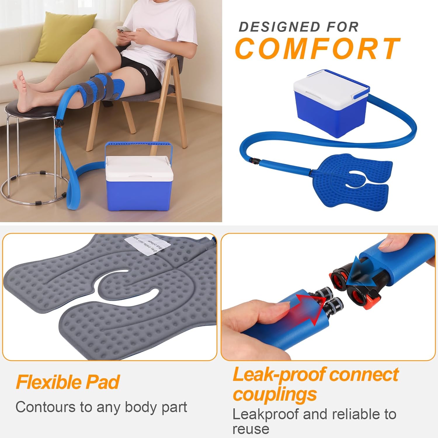 Cold Therapy Ice Machine for Knee After Surgery, Ice Machine for Shoulder After Recovery Care - Cryotherapy Freeze Kit with Universal Pad for Joint Ice Therapy, Post-Surgery Pain Relief Device