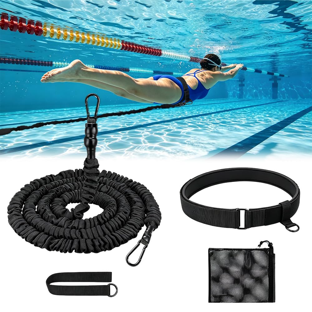 Schwimmgurt für Pool, 2.5-7.5M Einstellbare Schwimmgürtel, Schwimmtrainer mit Gurtband und Verstellbarem Gürtel, Schwimmgürtel Erwachsene Geeignet für Anfänger und Profis fü das Schwimmtraining