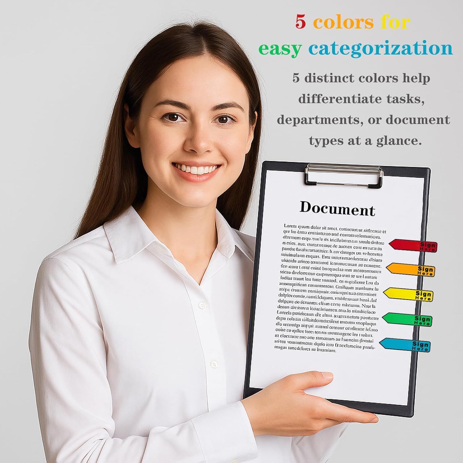 Sign Here Stiy Tabs, Multicolor Sign and Date Post It Flags,