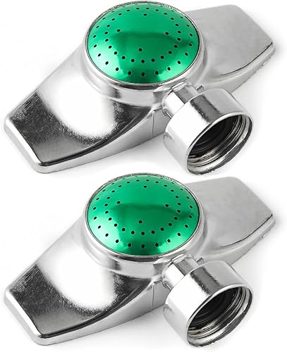 Paquete de 2 aspersores de metal para patio, con flujo de agua suave para cobertura de áreas pequeñas de hasta 30 pies, cabezal de riego para