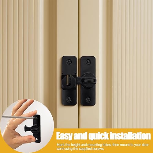 Miniatura 5 de Paquete de 2 pestillos para puerta de granero, cerradura de puerta corrediza de granero de 90180 grados, pestillo de puerta deslizante multiángulo