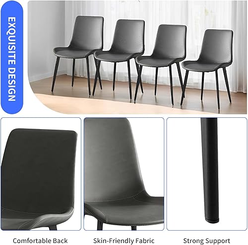 Miniatura 4 de Dining Chairs 4PCS Set, Modern Kitchen & Dining Room Chairs with Upholstered Faux Leather Cushion Seat and Sturdy Metal Legs, Desk Chair for Home