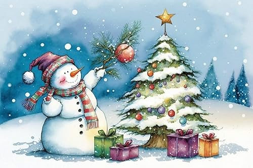 Miniatura 1 de STOJAN Kits de pintura de diamantes, muñeco de nieve de Navidad y regalos, pasta de diamante redonda 5D, manualidades de bordado para decoración del