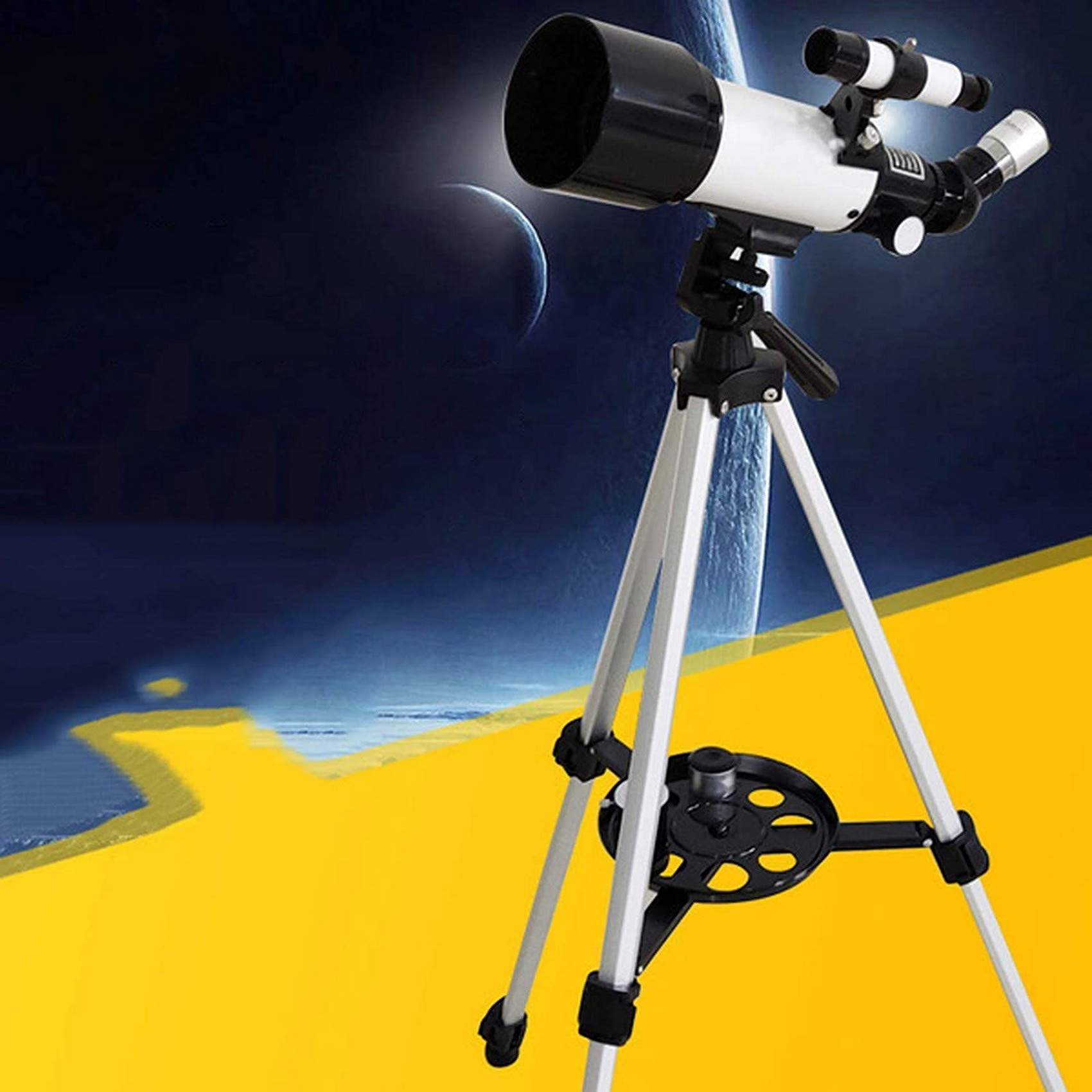 Telescopio de Viaje para observación de Estrellas para Adultos, telescopio Refractor de Longitud Focal de 70 mm de Apertura y 400 mm con trípode y Visor, con visión Nocturna con Poca luz y Mochila